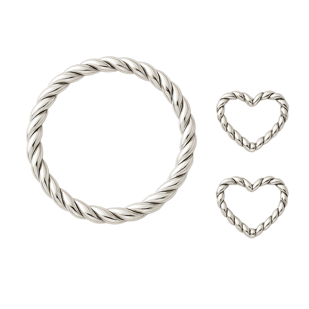 Sterling Silver Twisted Rope Jewelry Set – Ring & Heart Earrings