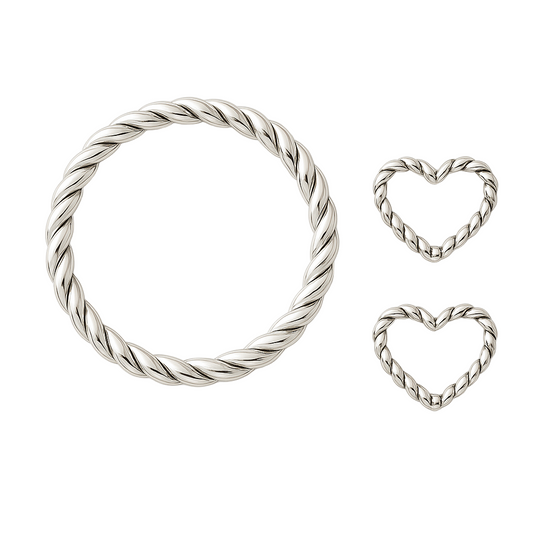 Sterling Silver Twisted Rope Jewelry Set – Ring & Heart Earrings